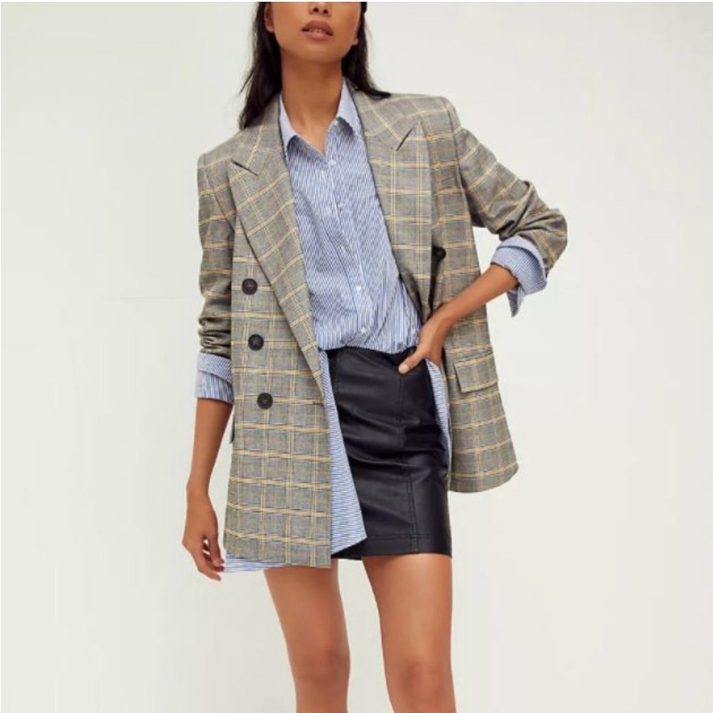 Free people black mini leather skirt